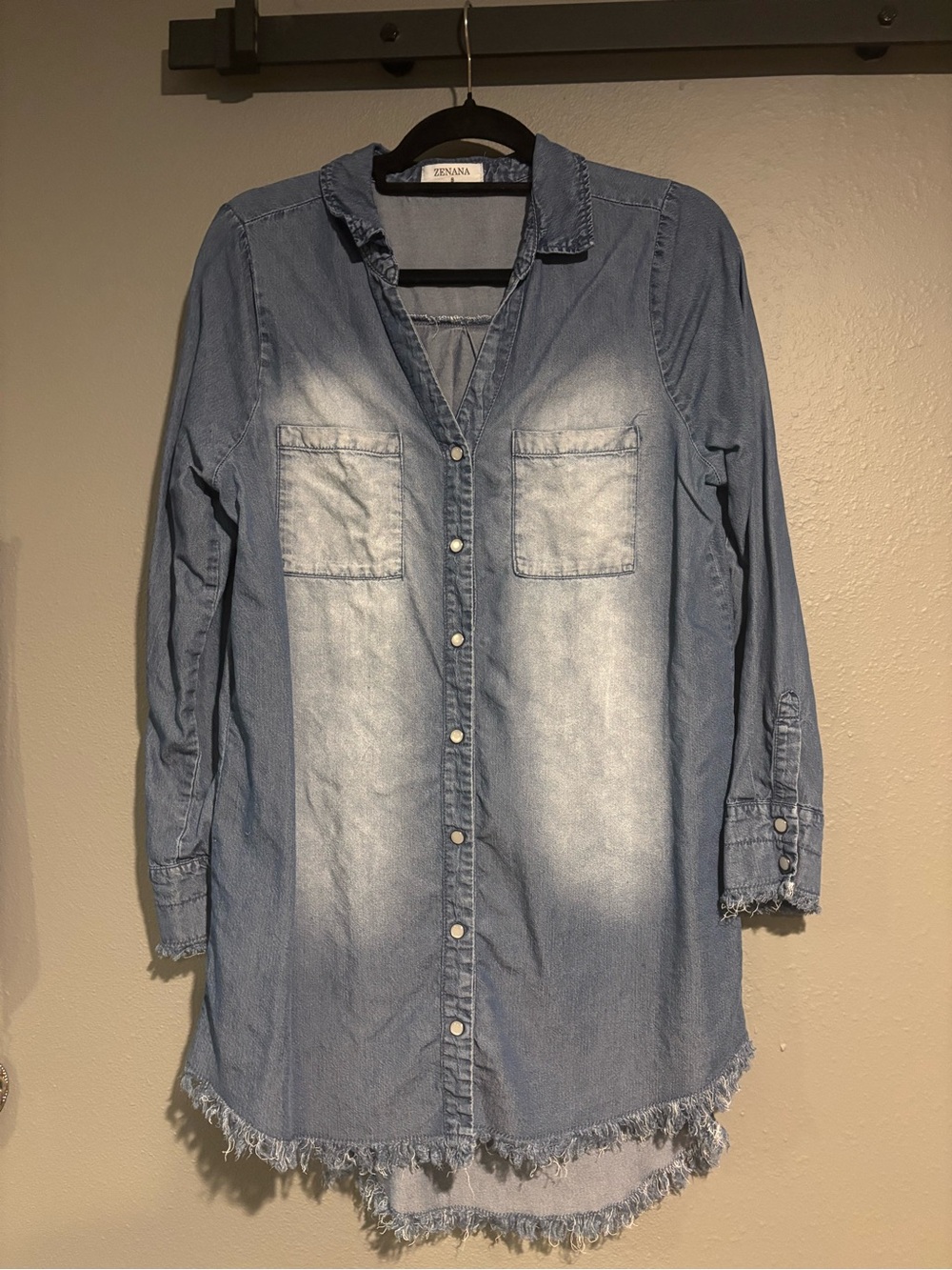 Zenana Outfitters Light Blue Denim Button-Up Shirt